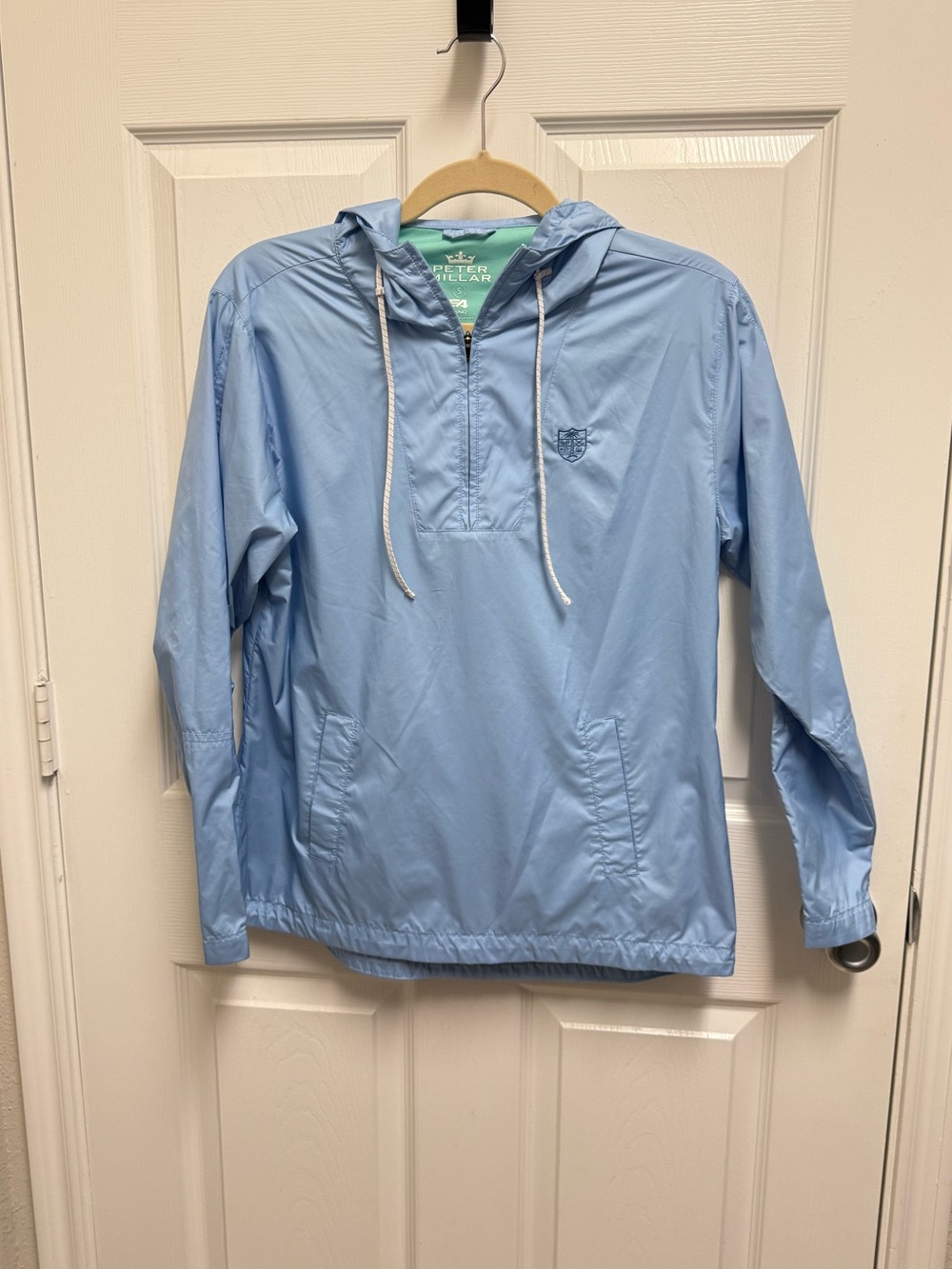 Peter Millar Light Blue Hooded Windbreaker Jacket